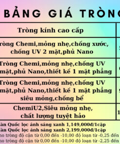 bảng giá tròng kính cận loạn hoàng lâm