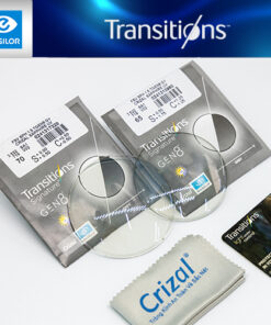 Tròng Crizal Transitions 8 Đổi màu cao cấp thế hệ 8. Chiết suất 1.50 Thương hiệu ESSILOR của PHÁP Tính năng TÍNH NĂNG TRÒNG KÍNH:  - Hỗ trợ điều tiết cho tật khúc xạ Cận/Viễn/Loạn  - Đổi màu cao cấp thế hệ 8 (2 màu Khói và Xanh Graphite)  - Lọc ánh sáng xanh thông minh TÍNH NĂNG LỚP PHỦ:  - Tăng cường bảo vệ mắt khỏi UV từ cả 2 mặt tròng kính với E-SPF35  - Chống phản quang toàn diện 360 độ và cho hình ảnh sắc nét, tròng kính luôn trong suốt thẩm mỹ  - Hạn chế bám bẩn, bám nước, bám bụi, bám vân tay hiệu quả  - Chống tĩnh điện, dễ dàng lau chùi, duy trì tầm nhìn rõ nét  - Hạn chế trầy xước gấp 2 lần Chính sách bảo hành: Bảo hành lỗi váng phủ 06 tháng