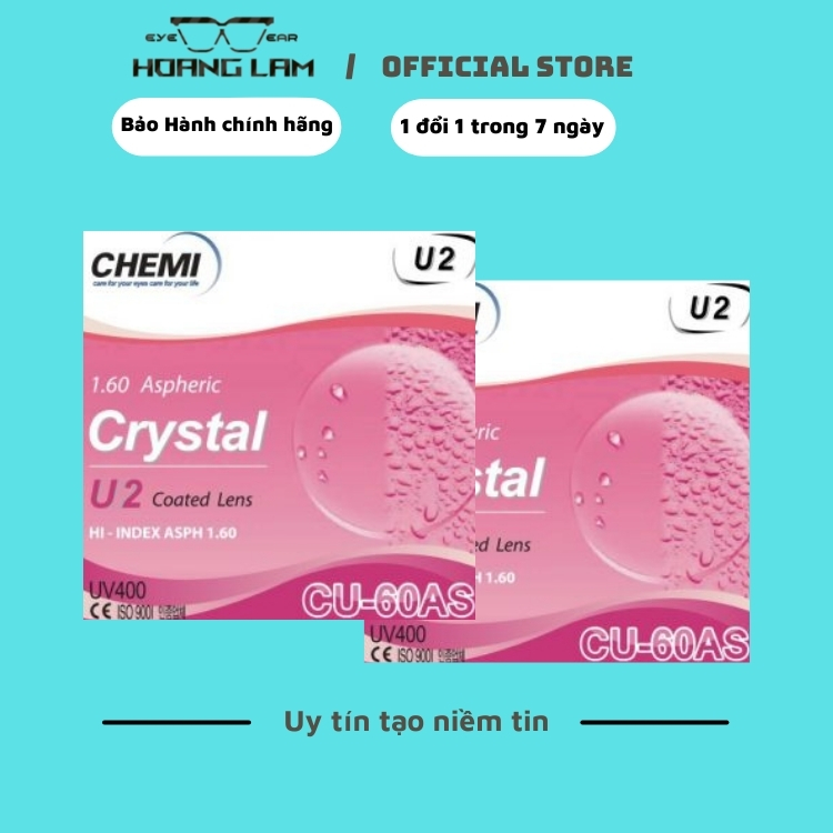 tròng cận loạn hoàng lâm chemi u2 1.60 asp Tròng Kính Chemi U2 mỏng nhẹ 1.60 Chống UV400,phủ Nanno