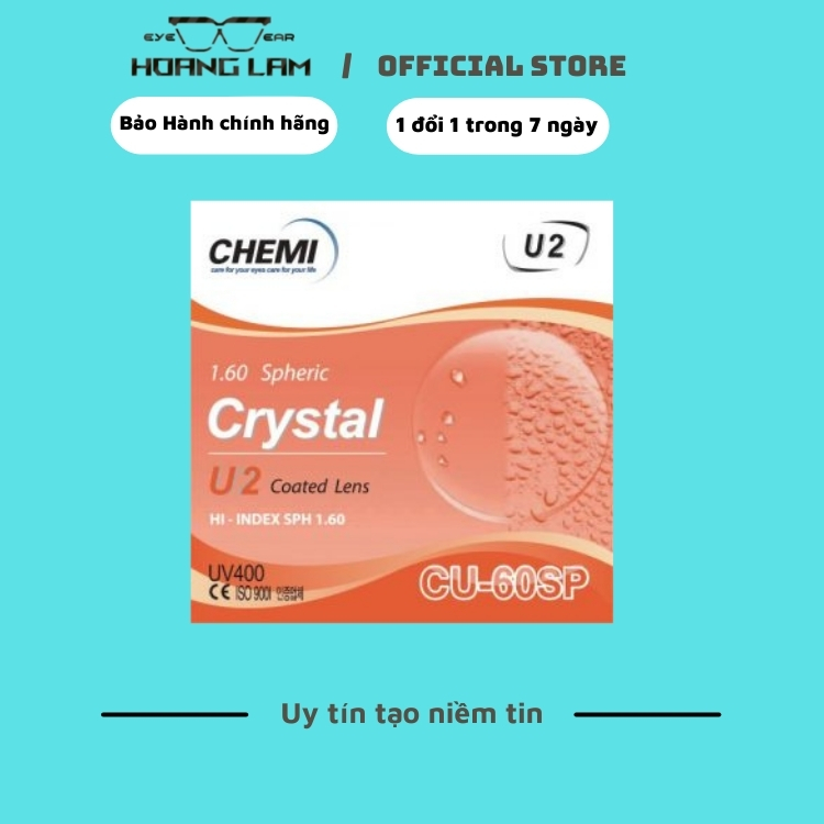 tròng cận loạn hoàng lâm chemi u2 1.60 sp.jpg1 Tròng Kính Cận - Loạn Hoàng Lâm Chemi U2 mỏng nhẹ 1.60 Chống UV400,trầy xước