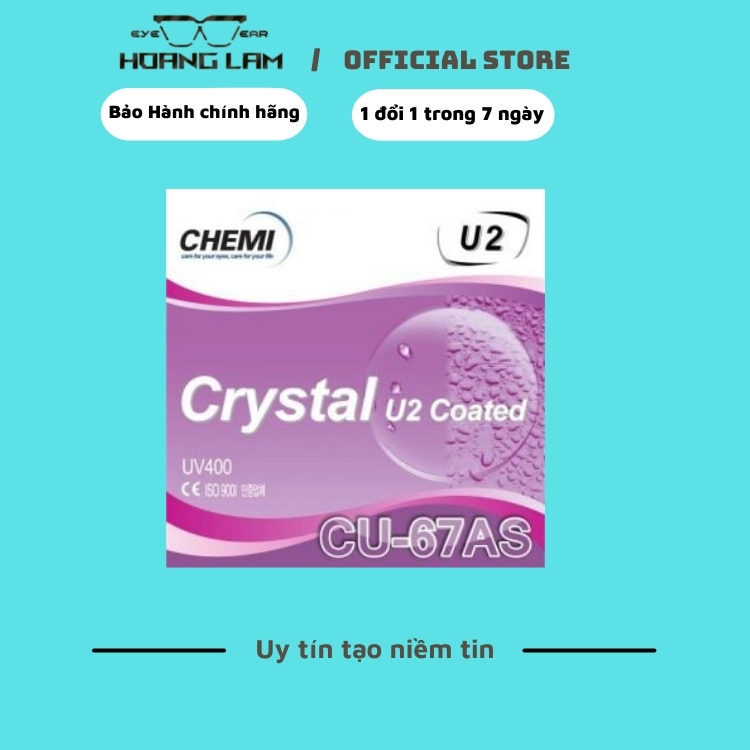 tròng cận loạn hoàng lâm chemi u2 1.67 asp.jpg1 Tròng kính Cận - Loạn Hoàng Lâm Chemi U2 1.67 SIÊU MỎNG NHẸ ,Lọc Ánh sáng xanh,chống trầy xước,UV400