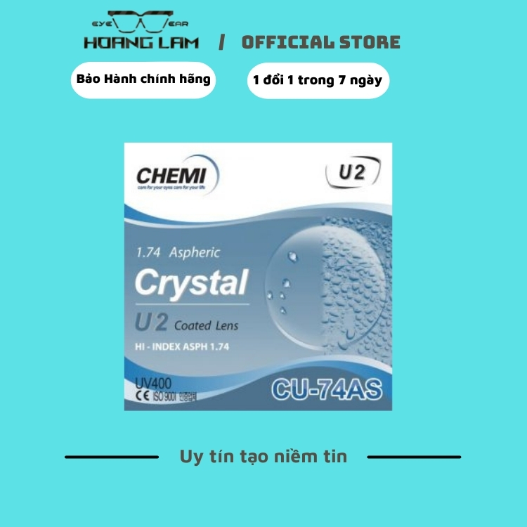 tròng cận loạn hoàng lâm chemi u2 1.74asp.jpg Tròng kính Cận - Loạn Hoàng Lâm Chemi U2 1.74 Siêu Mỏng NHẤT, chống trầy xước,UV400