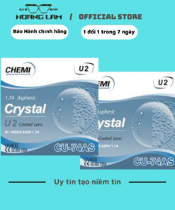 Tròng kính Cận - Loạn Hoàng Lâm Chemi U2 1.74 Siêu Mỏng NHẤT, chống trầy xước,UV400